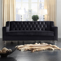 Iconic Home Dylan Velvet Sofa With Acrylic Legs Black