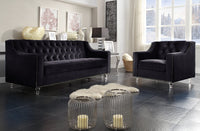 Iconic Home Dylan Velvet Sofa With Acrylic Legs 
