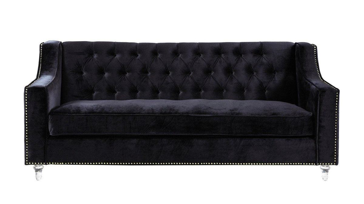 Iconic Home Dylan Velvet Sofa With Acrylic Legs 