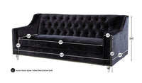 Iconic Home Dylan Velvet Sofa With Acrylic Legs 