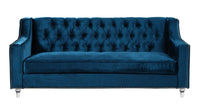 Iconic Home Dylan Velvet Sofa With Acrylic Legs 