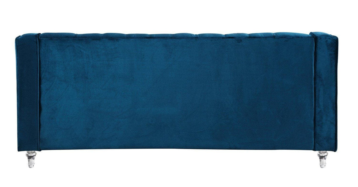 Iconic Home Dylan Velvet Sofa With Acrylic Legs 