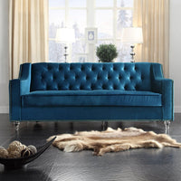 Iconic Home Dylan Velvet Sofa With Acrylic Legs Navy