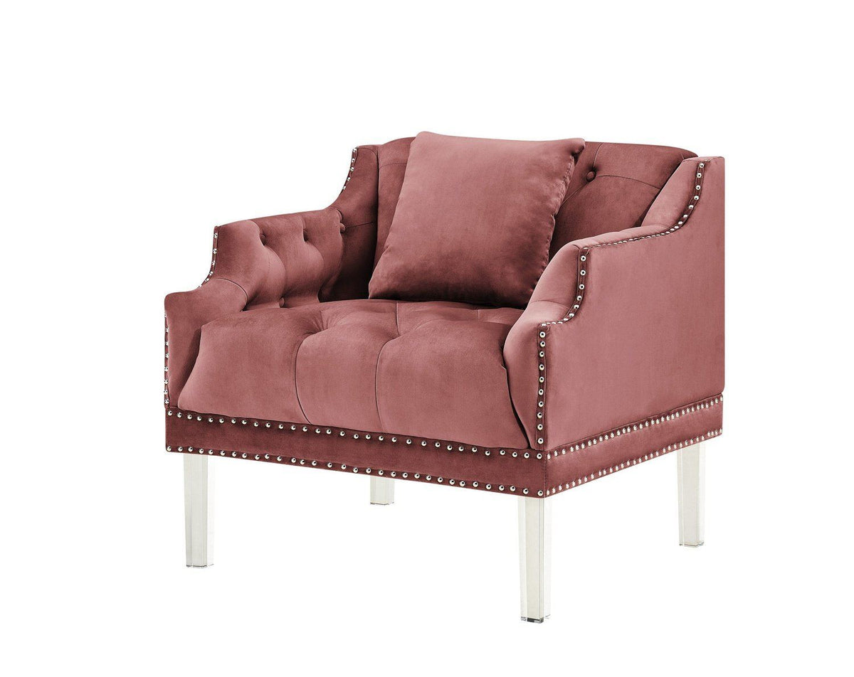 Iconic Home Elsa Button Tufted Velvet Club Chair 