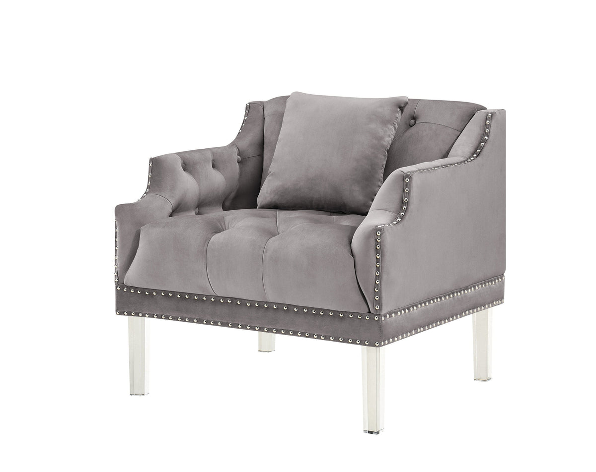 Iconic Home Elsa Button Tufted Velvet Club Chair 