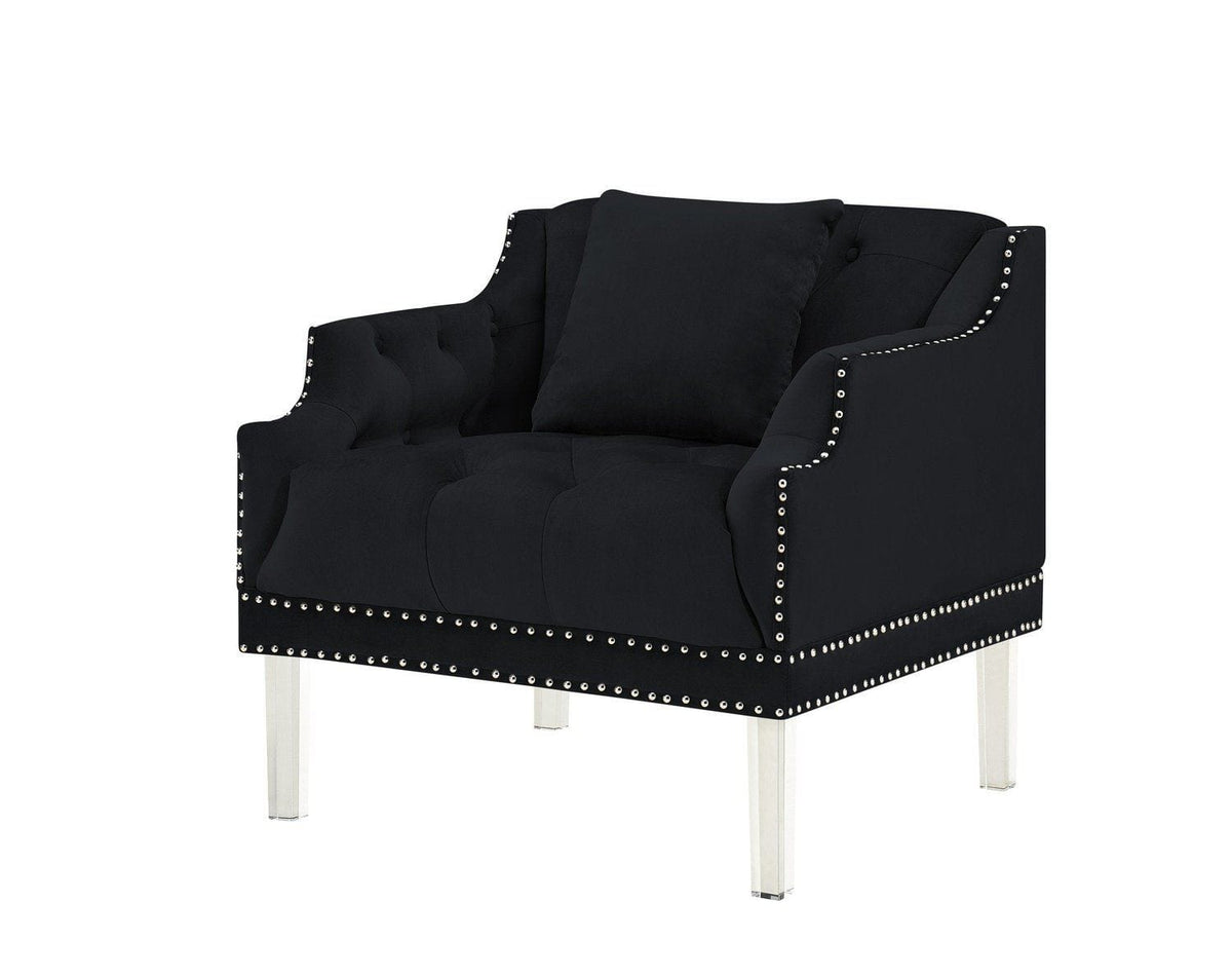 Iconic Home Elsa Button Tufted Velvet Club Chair 