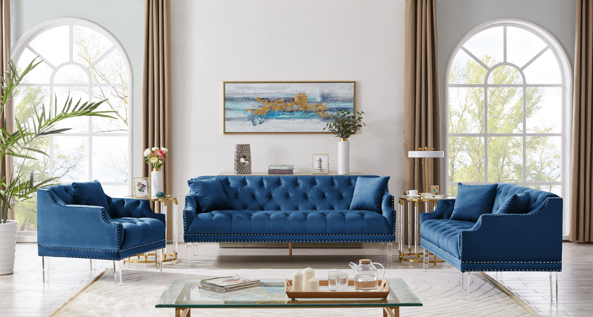 Iconic Home Elsa Tufted Velvet Loveseat Sofa 