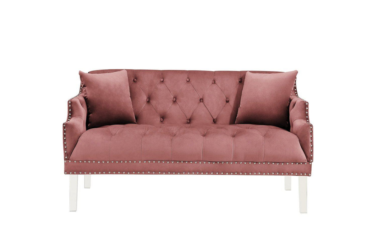 Iconic Home Elsa Tufted Velvet Loveseat Sofa 