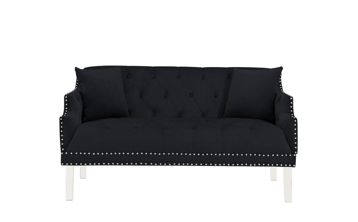 Iconic Home Elsa Tufted Velvet Loveseat Sofa 