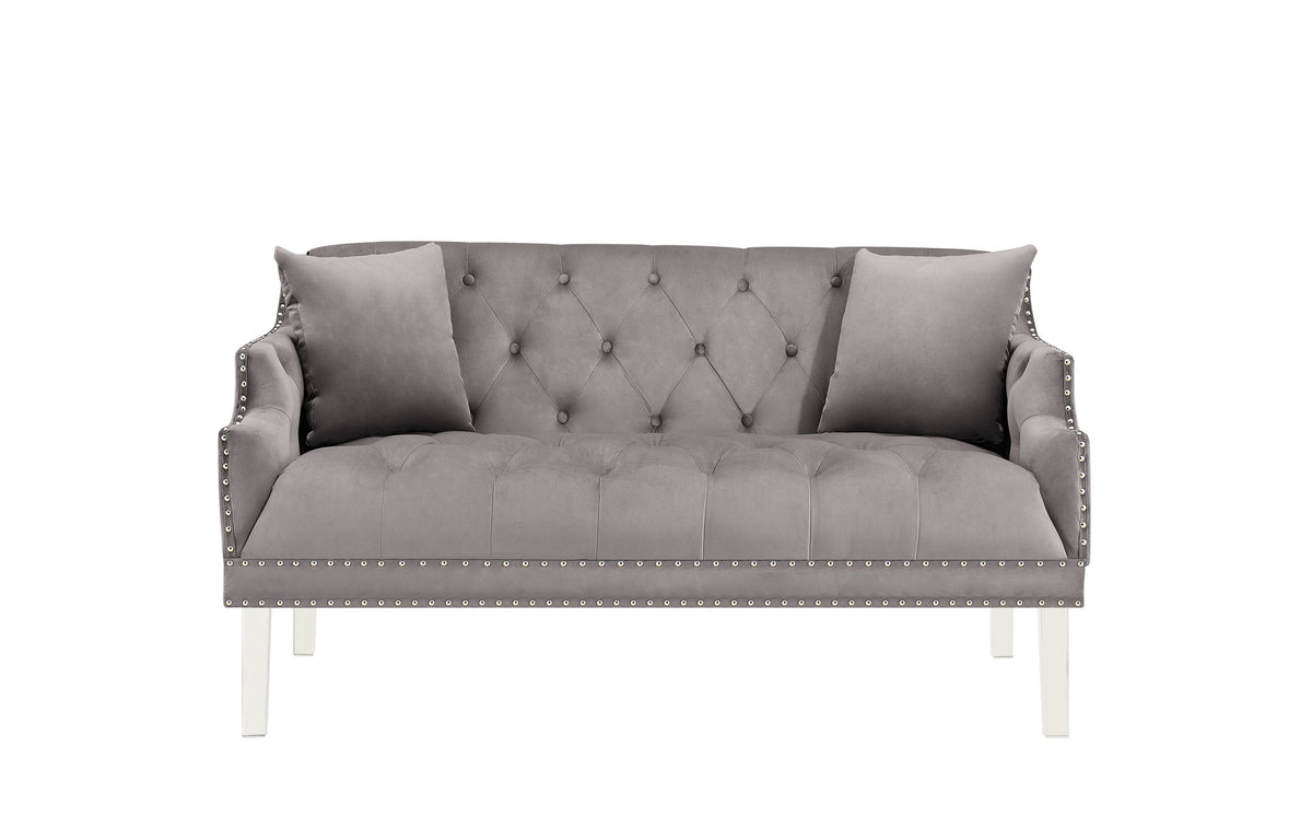Iconic Home Elsa Tufted Velvet Loveseat Sofa 