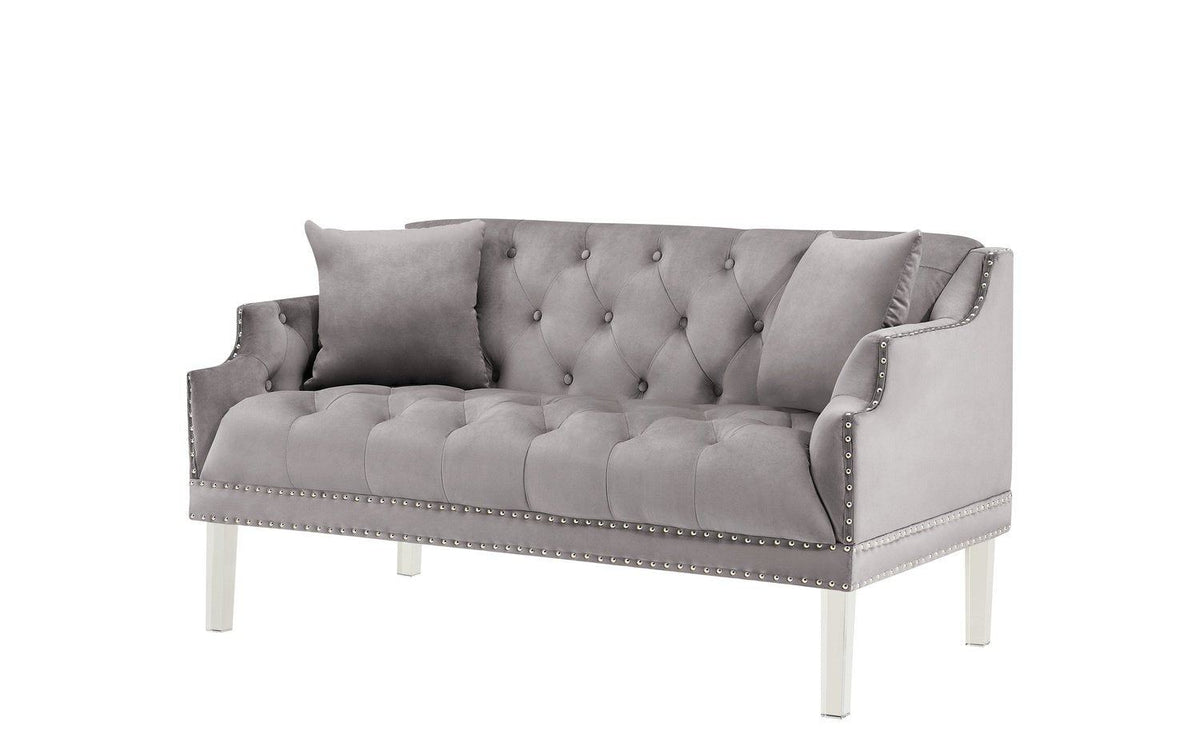 Iconic Home Elsa Tufted Velvet Loveseat Sofa 