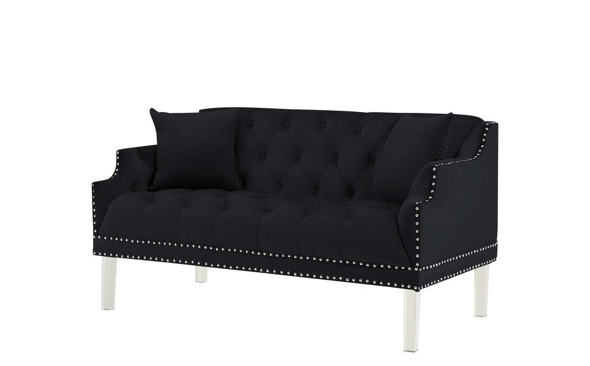 Iconic Home Elsa Tufted Velvet Loveseat Sofa 