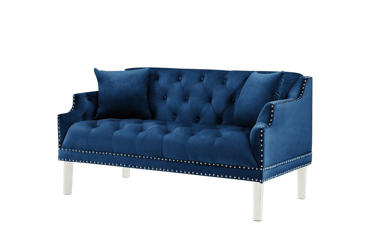 Iconic Home Elsa Tufted Velvet Loveseat Sofa 