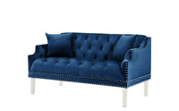 Iconic Home Elsa Tufted Velvet Loveseat Sofa 