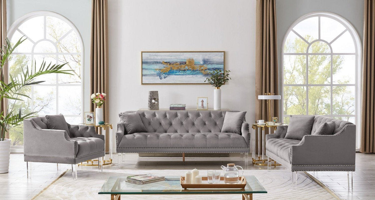 Iconic Home Elsa Tufted Velvet Sofa 