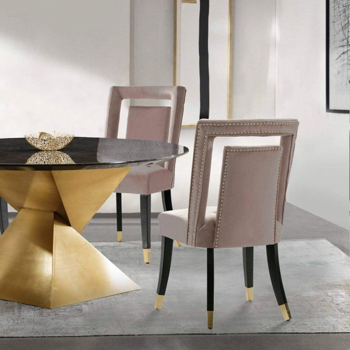 Iconic Home Elsie Velvet Side Dining Chair Set of 2 Blush