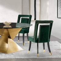Iconic Home Elsie Velvet Side Dining Chair Set of 2 Green