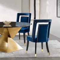 Iconic Home Elsie Velvet Side Dining Chair Set of 2 Navy
