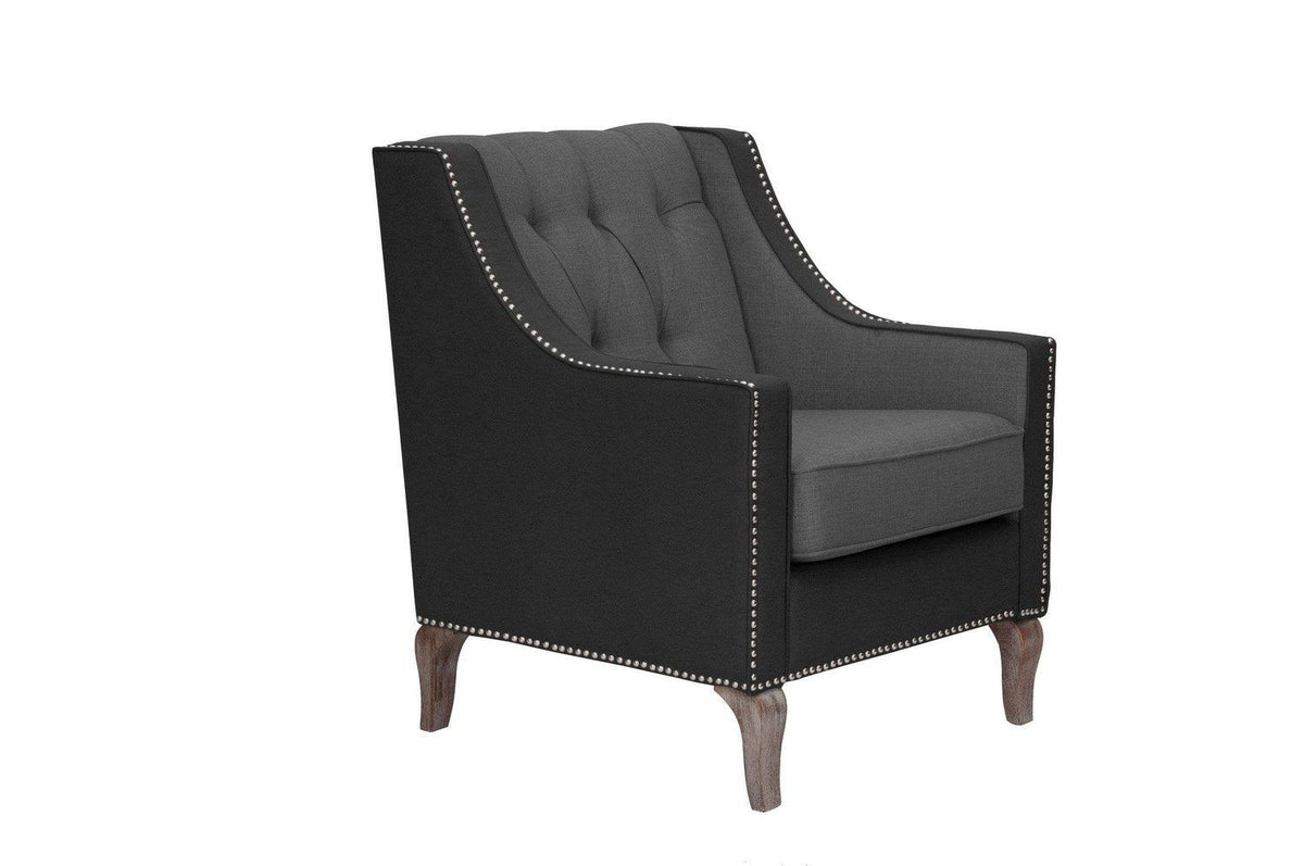 Iconic Home Ethan Tufted Faux Leather Linen Accent Club Chair 