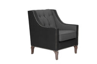 Iconic Home Ethan Tufted Faux Leather Linen Accent Club Chair 