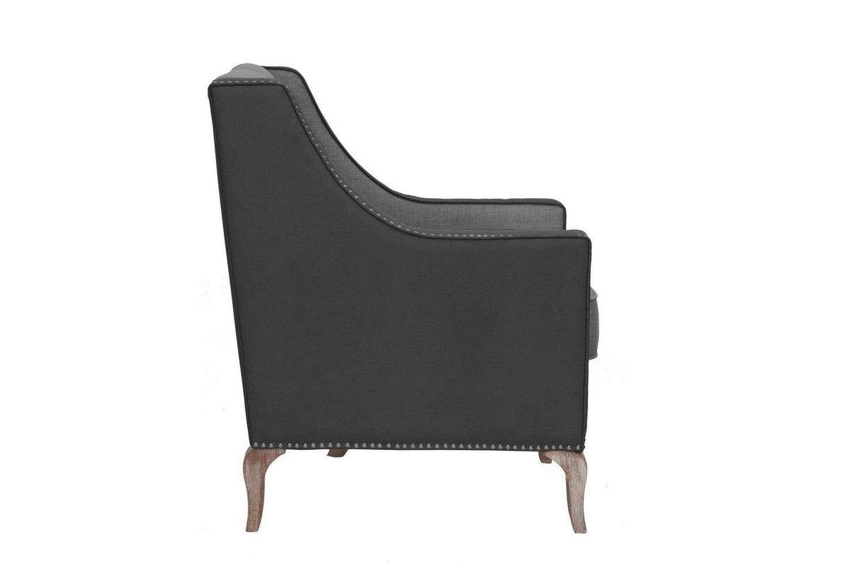 Iconic Home Ethan Tufted Faux Leather Linen Accent Club Chair 