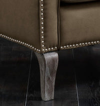 Iconic Home Ethan Tufted Faux Leather Linen Accent Club Chair 