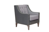 Iconic Home Ethan Tufted Faux Leather Linen Accent Club Chair 