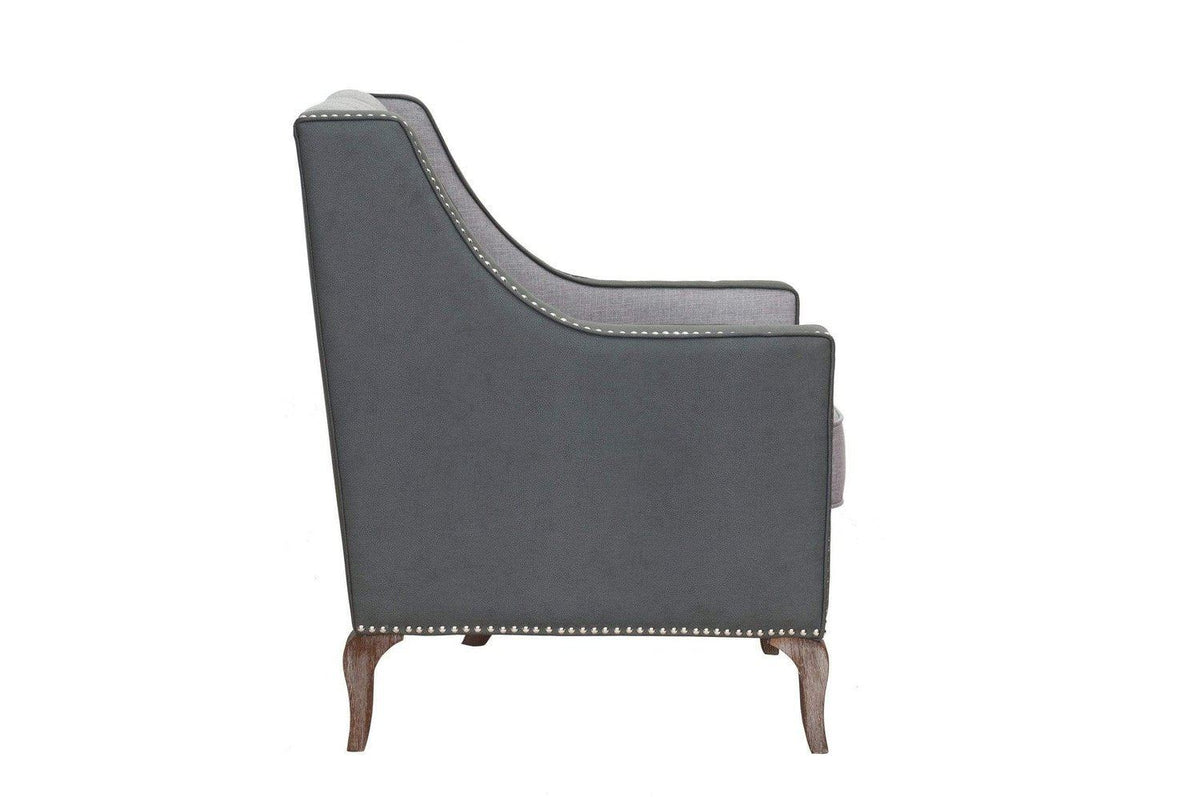 Iconic Home Ethan Tufted Faux Leather Linen Accent Club Chair 