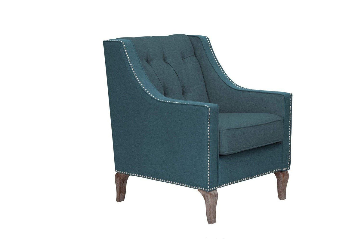 Iconic Home Ethan Tufted Faux Leather Linen Accent Club Chair 