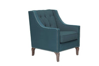 Iconic Home Ethan Tufted Faux Leather Linen Accent Club Chair 