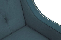 Iconic Home Ethan Tufted Faux Leather Linen Accent Club Chair 