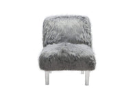 Iconic Home Fabio Faux Fur Accent Side Chair Acrylic Legs 