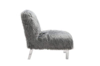 Iconic Home Fabio Faux Fur Accent Side Chair Acrylic Legs 