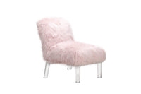 Iconic Home Fabio Faux Fur Accent Side Chair Acrylic Legs 