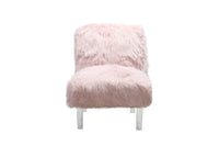 Iconic Home Fabio Faux Fur Accent Side Chair Acrylic Legs 