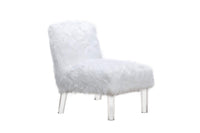 Iconic Home Fabio Faux Fur Accent Side Chair Acrylic Legs 