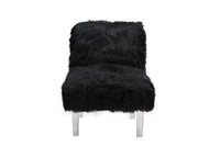 Iconic Home Fabio Faux Fur Accent Side Chair Acrylic Legs 