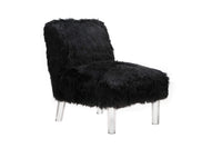 Iconic Home Fabio Faux Fur Accent Side Chair Acrylic Legs 