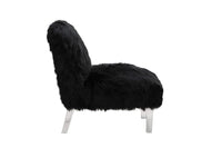 Iconic Home Fabio Faux Fur Accent Side Chair Acrylic Legs 