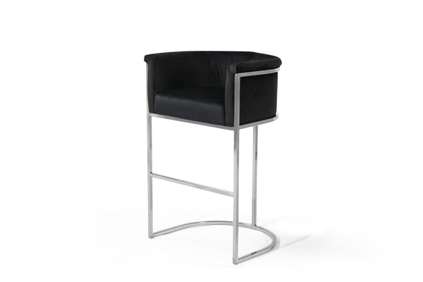 Iconic Home Finley Velvet Bar Stool Chair Chrome Base 