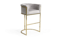 Iconic Home Finley Velvet Bar Stool Chair Gold Base 