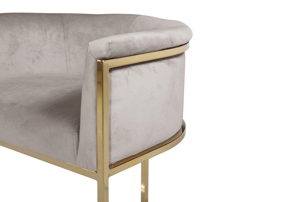 Iconic Home Finley Velvet Bar Stool Chair Gold Base 