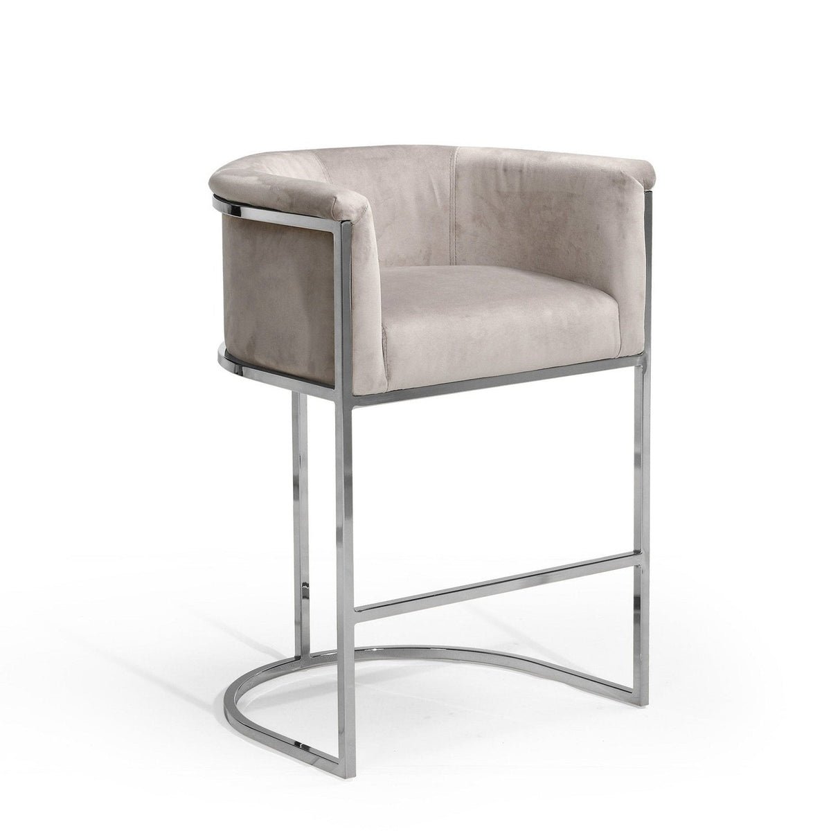 Iconic Home Finley Velvet Counter Stool Chair Chrome Base 