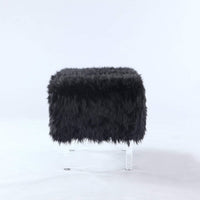 Iconic Home Fiorino Faux Fur Ottoman Bench Acrylic Legs 