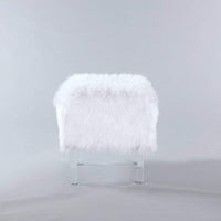 Iconic Home Fiorino Faux Fur Ottoman Bench Acrylic Legs 