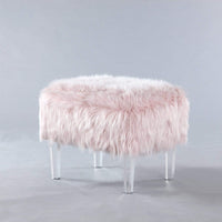 Iconic Home Fiorino Faux Fur Ottoman Bench Acrylic Legs 