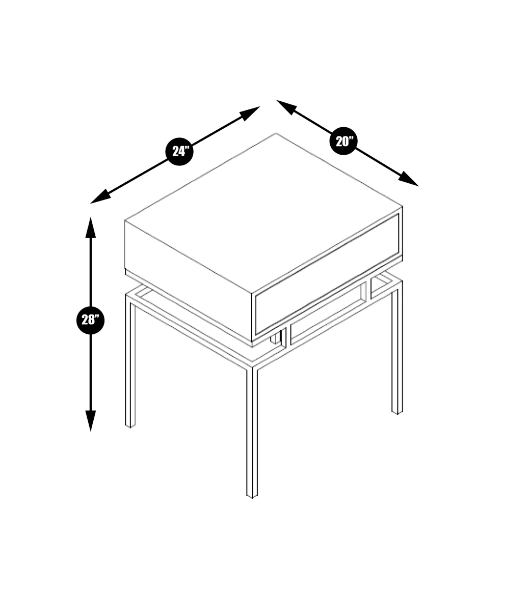 Iconic Home Genoa End Side Table With Self Closing Drawer 