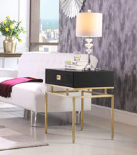 Iconic Home Genoa End Side Table With Self Closing Drawer Black
