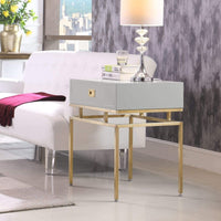Iconic Home Genoa End Side Table With Self Closing Drawer Grey