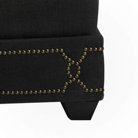 Iconic Home Gianni Linen Ottoman Nailhead Trim 